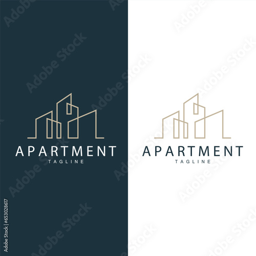 Apartment Building Logo, Modern Design Style Line Vector Symbol Illustration Template