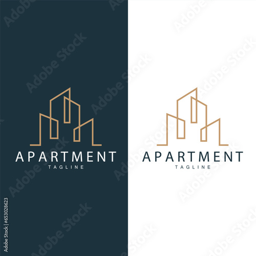 Apartment Building Logo, Modern Design Style Line Vector Symbol Illustration Template