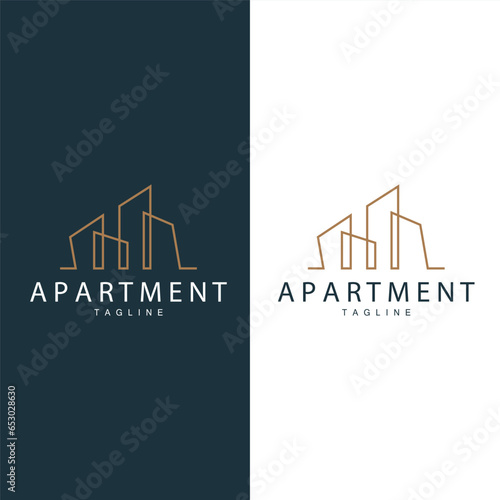 Apartment Building Logo, Modern Design Style Line Vector Symbol Illustration Template