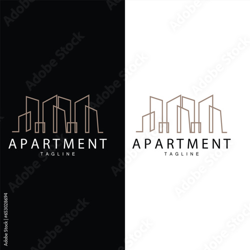 Apartment Building Logo, Modern Design Style Line Vector Symbol Illustration Template