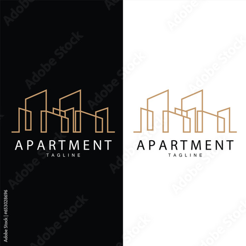 Apartment Building Logo, Modern Design Style Line Vector Symbol Illustration Template
