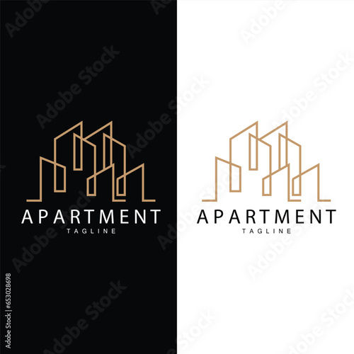Apartment Building Logo, Modern Design Style Line Vector Symbol Illustration Template