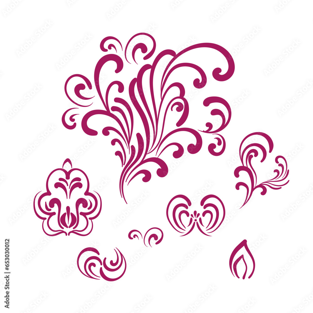 abstract floral set rangoli indian vector design element hand drawn isolated doodle abstract floral set rangoli indian vector design element hand drawn isolated doodle