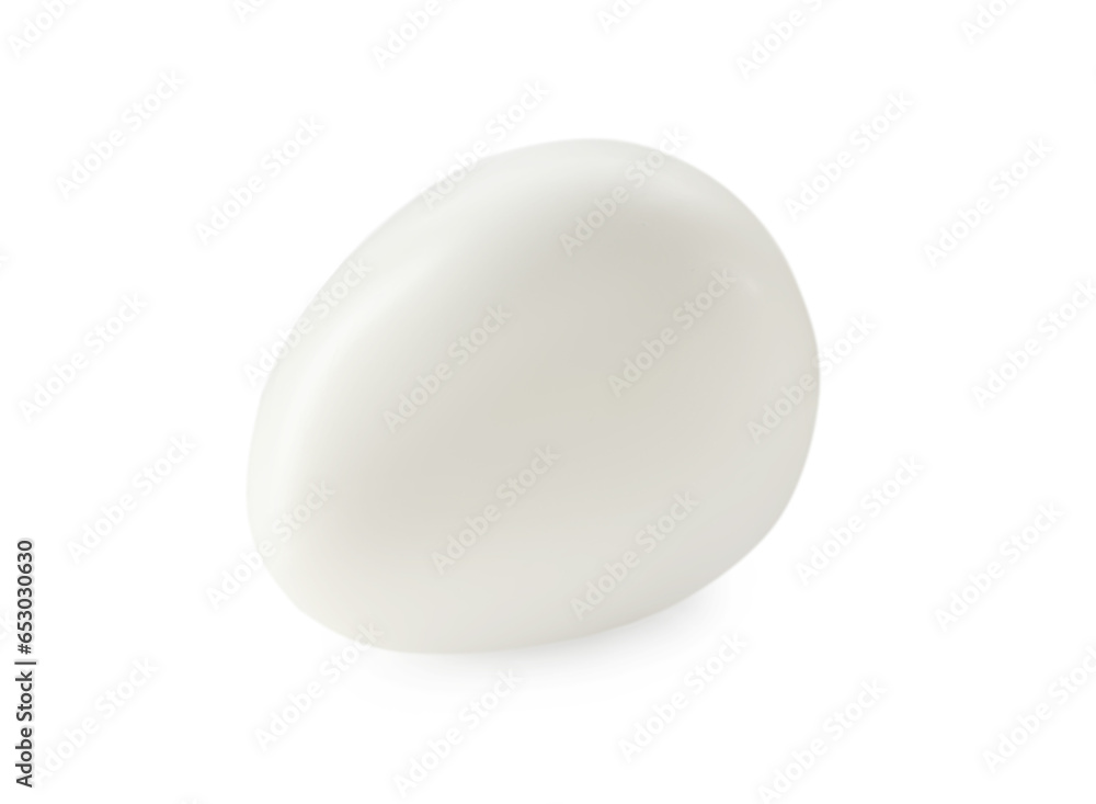 Peeled boiled quail egg on white background