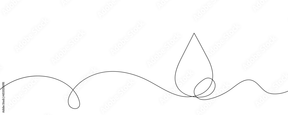 Continuous line water drop art droplet icon rain outline sketch doodle drawing. One line linear blood sea water drop drawn tear eco donation abstract medical simple logo isolated. Vector Illustration Continuous line water drop art droplet icon rain outline sketch doodle drawing. One line linear blood sea water drop drawn tear eco donation abstract medical simple logo isolated. Vector Illustration