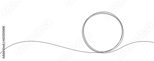 Circle line one frame art hand single shape vector zen drawn abstract round. Continuous one line circle icon stroke sketch illustration draw outline ball black circular pencil logo scribble thin ring