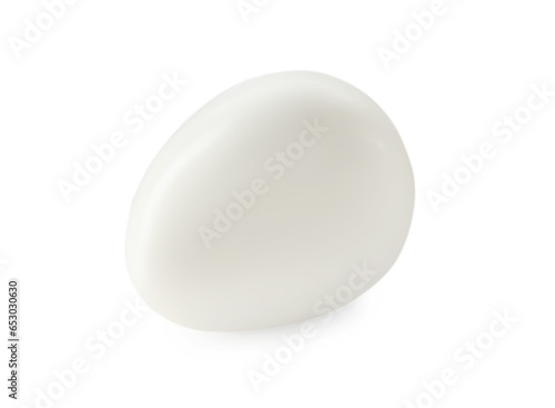Peeled boiled quail egg on white background