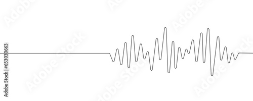 Line wave music sound one noise audio frequency icon signal podcast radio soundwave waveform volume art hand. Acoustic line music logo recording voice wave doodle sketch abstract. Vector illustration