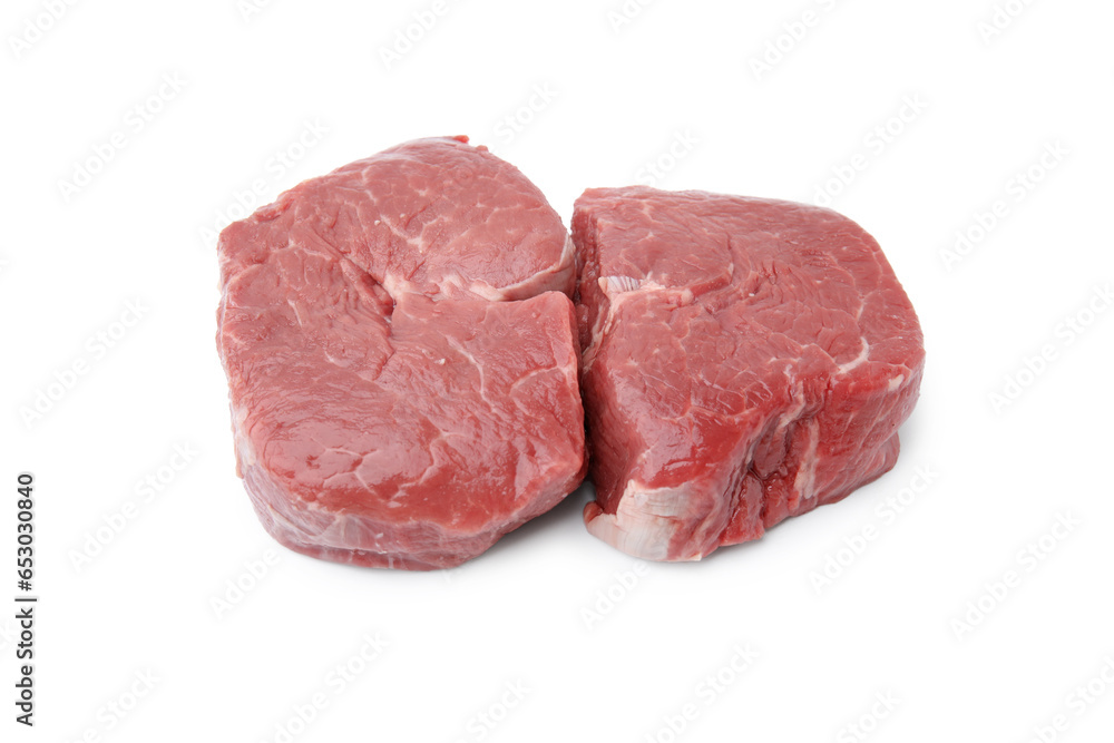 Cut fresh beef meat isolated on white Cut fresh beef meat isolated on white