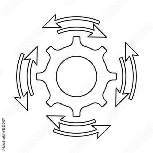 Workflow process icon. Gear cog wheel with arrows. Workflow business concept. Vector illustration. EPS 10.