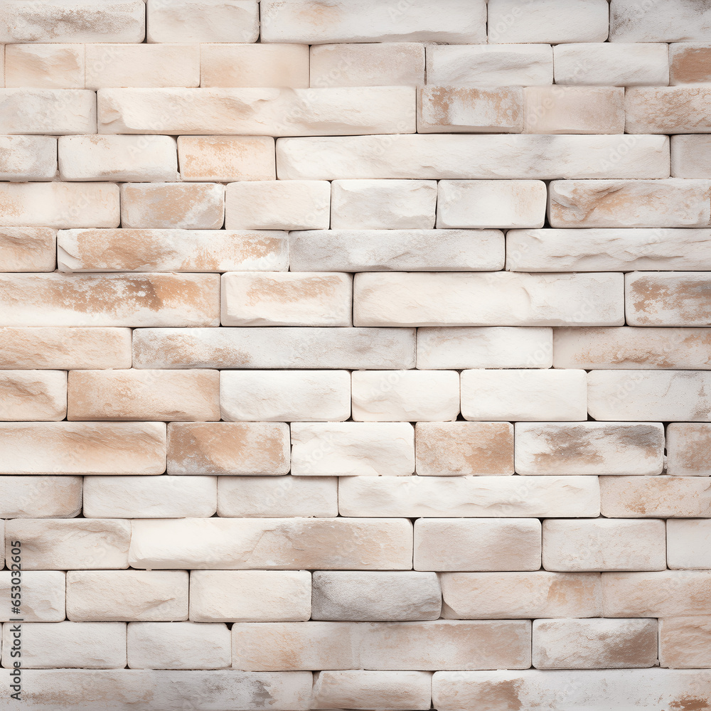 Cream and white brick wall texture background