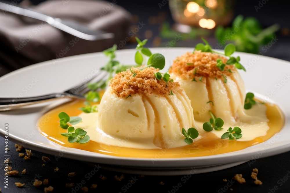 Photo A Heavenly Delight: Perfectly French Quenelle de Brochet, a Captivating Culinary Masterpiece Photo A Heavenly Delight: Perfectly French Quenelle de Brochet, a Captivating Culinary Masterpiece