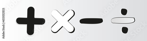 Set of basic math symbols
