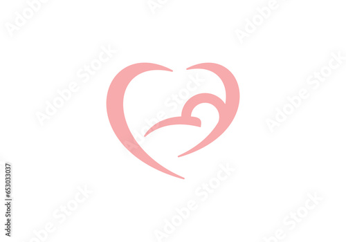 love mom baby logo design, health care symbol vector illustration