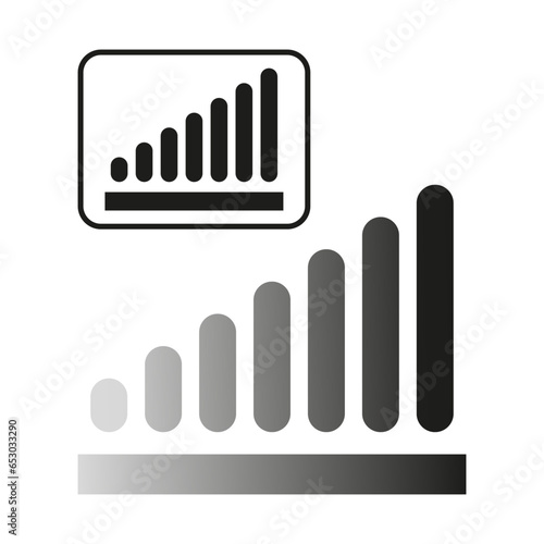 Bar chart bar graph symbol. Rounded rectangle chart concept. Vector illustration. EPS 10.