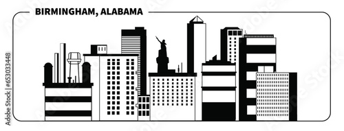 Birmingham Alabama Downtown Cityscape Skyline Vector Art Illustration 