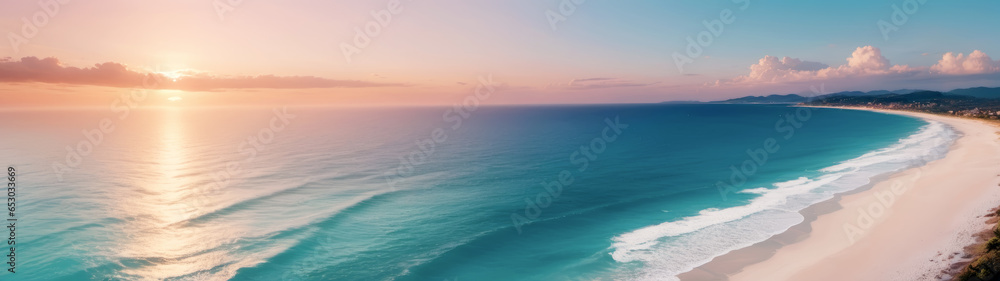Breathtaking Aerial Perspective, Sunset on Sea Beach, AI Generated Breathtaking Aerial Perspective, Sunset on Sea Beach, AI Generated