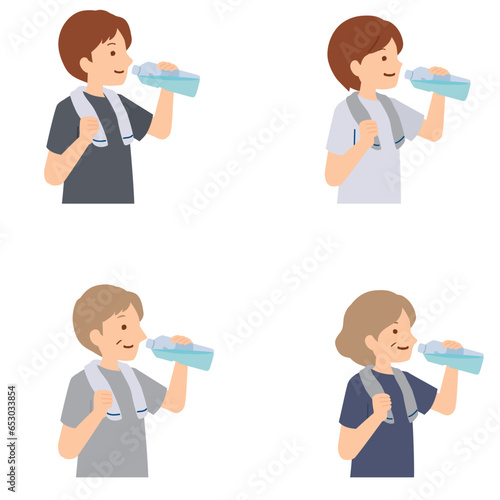 水分補給する人物のイラスト