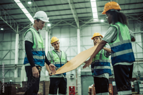 The tech prepare cardboard sheet with precision before automating production in the paper factory.