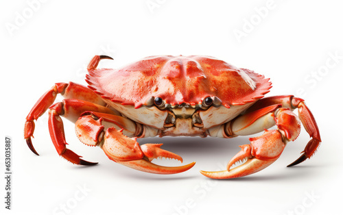 Whole boiled crab on a white background