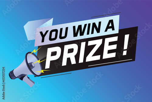 Enter to win prizes word concept vector illustration with megaphone and 3d style for use landing page, template, ui, web, mobile app, poster, banner, flyer, background, gift card, coupon, wallpaper	