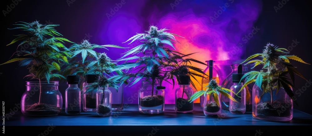 Alternative medicine science lab in the pharmacy industry for THC detection in cannabis - obrazy, fototapety, plakaty 