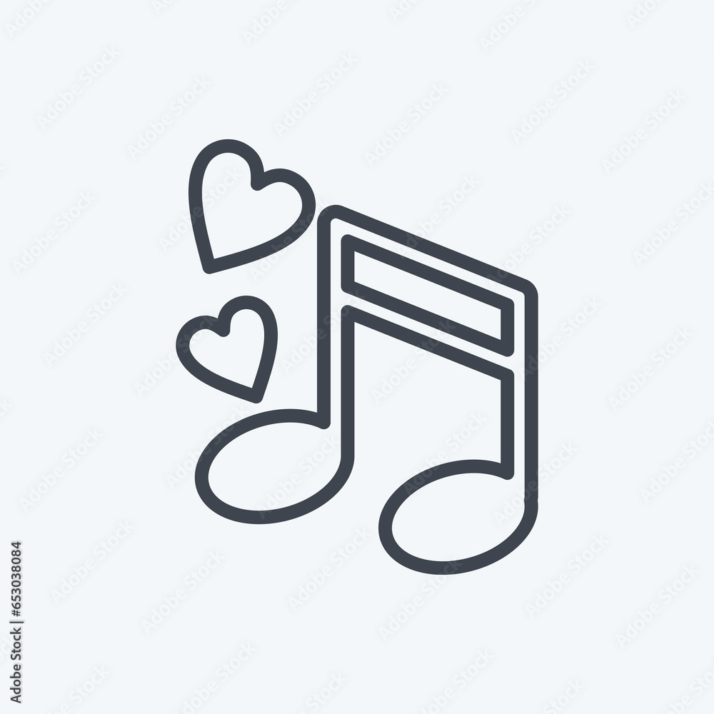 Icon Love Song. related to Valentine's Day symbol. line style. simple design editable. simple illustration Icon Love Song. related to Valentine's Day symbol. line style. simple design editable. simple illustration