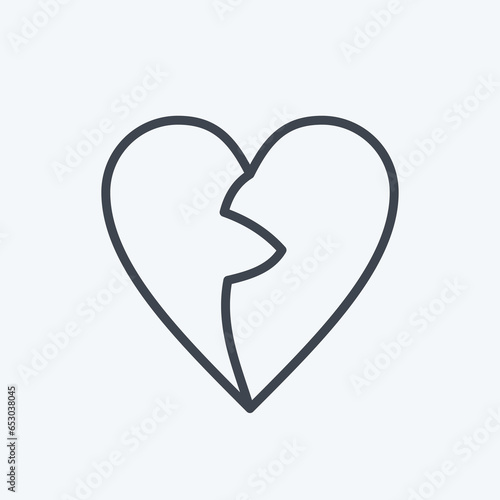 Icon Broken Heart. related to Valentine's Day symbol. line style. simple design editable. simple illustration