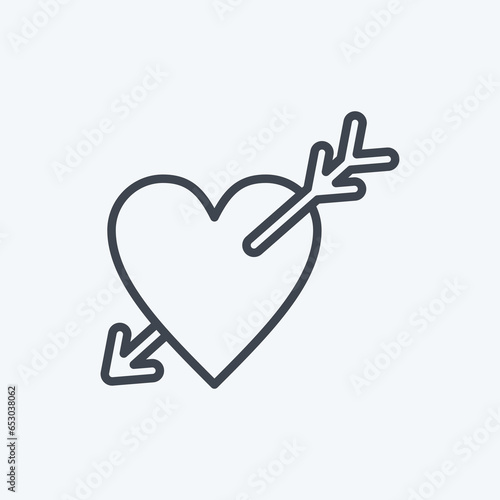 Icon Heart with Arrow. related to Valentine's Day symbol. line style. simple design editable. simple illustration