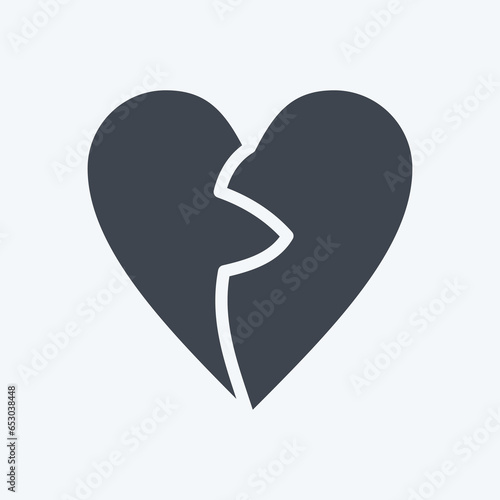 Icon Broken Heart. related to Valentine's Day symbol. glyph style. simple design editable. simple illustration
