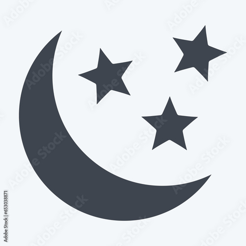 Icon Moon and Stars. related to Stars symbol. glyph style. simple design editable. simple illustration. simple vector icons