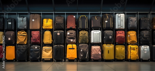 travellers. luggages compartment or a rack. full. photo