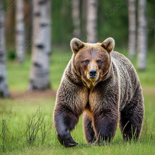 Brown bear in the forest walking environment nature photo