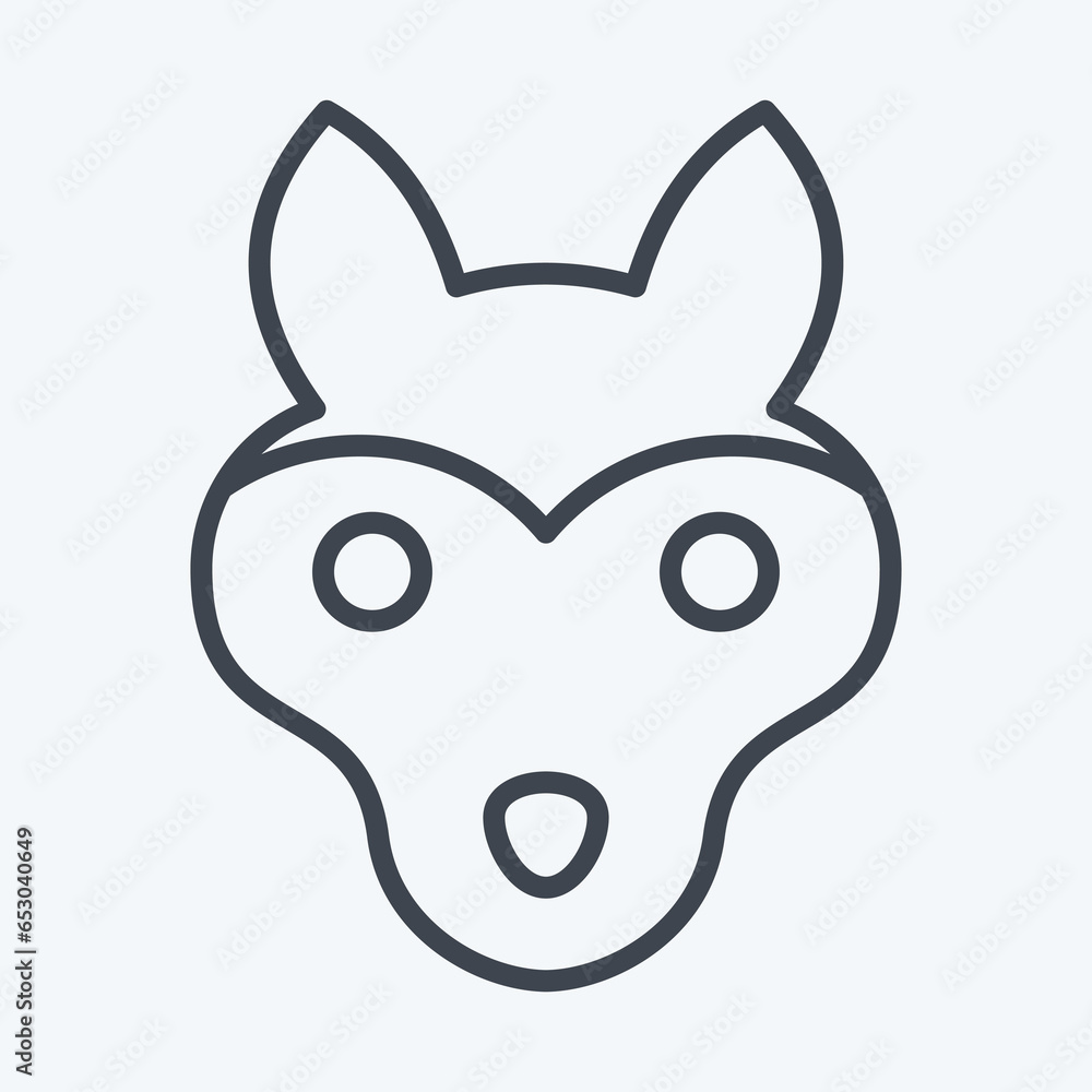 Icon Wolf. related to Animal Head symbol. line style. simple design editable. simple illustration. cute. education Icon Wolf. related to Animal Head symbol. line style. simple design editable. simple illustration. cute. education