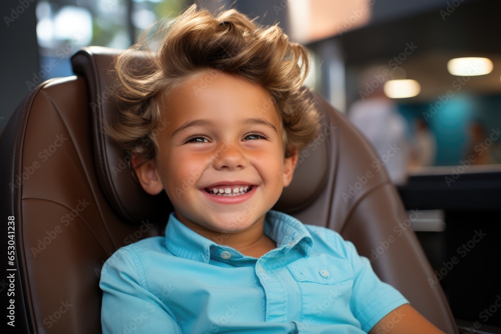 Kid smiling in dentistry chair