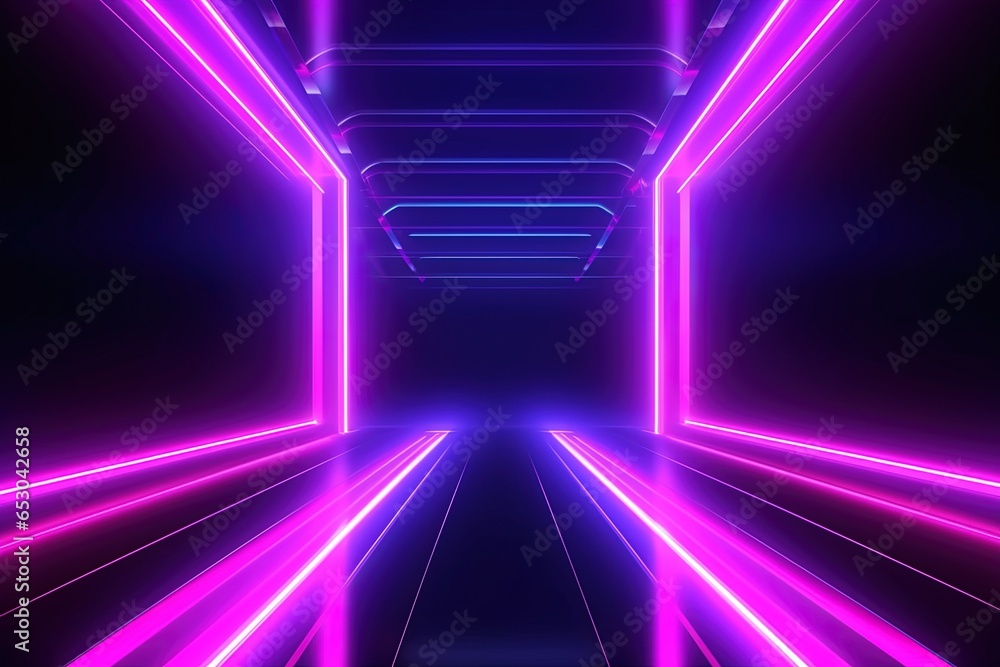 Fototapeta premium Digital Energy Flow: Neon Line Wave for Date Connection wallpaper background