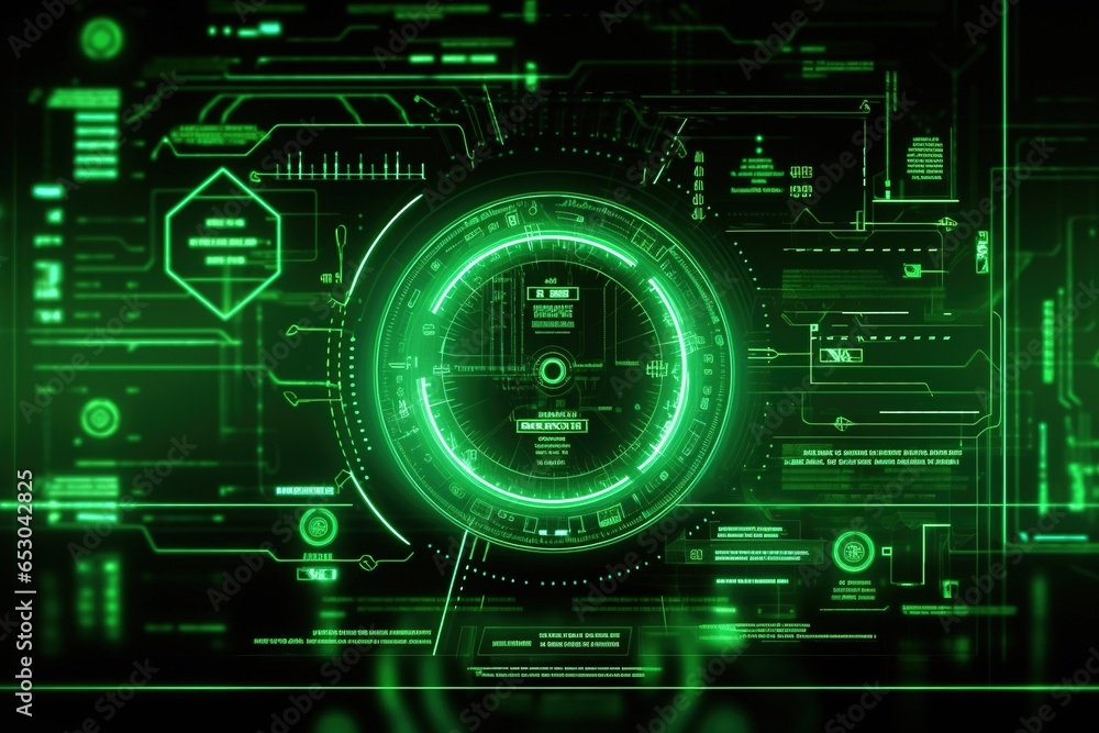 Abstract technology hud interface hologram elements neon lights, circle percent vitality innovation on hi tech future design Abstract technology hud interface hologram elements neon lights, circle percent vitality innovation on hi tech future design