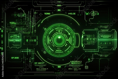 Abstract technology hud interface hologram elements neon lights, circle percent vitality innovation on hi tech future design