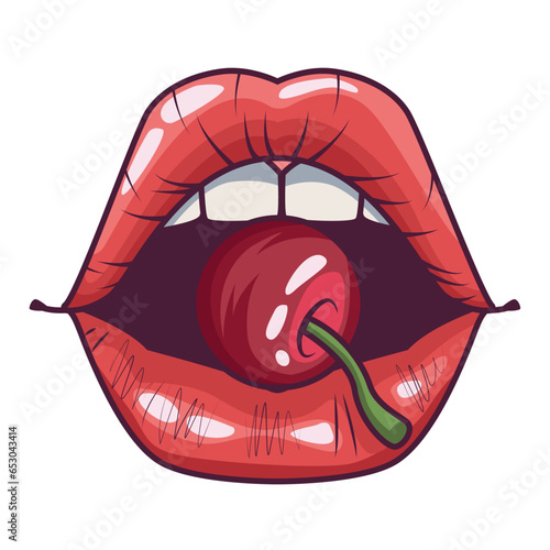 mouth pop art and fruit