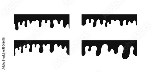 Black ink flowing down. Oil or paint spatter dripping down (Full Vector)