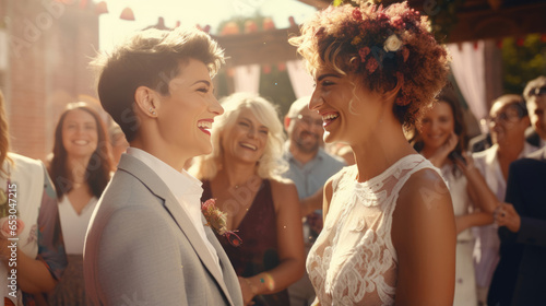 LGBTQ couples Exchanging vows at a wedding