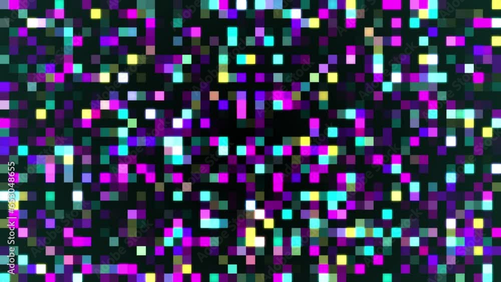 Background of a colorful grid of slowly flickering light blocks. Background of a colorful grid of slowly flickering light blocks.