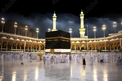 Skyline of Holly Makkah at Saudi Arabia, Muslims gather to perform the Hajj together photo