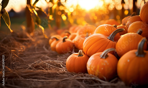 pumpkins spread across a farm