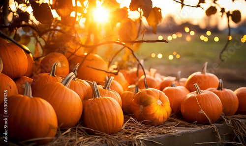pumpkins spread across a farm