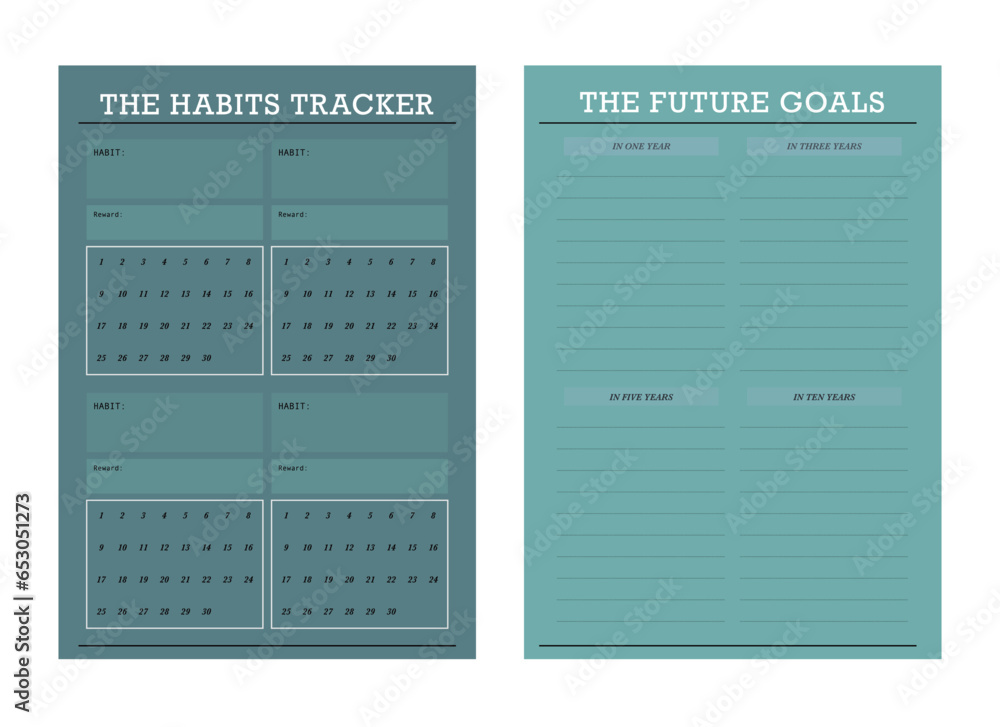 Set of The Habits Tracker planner. (turquoise) Set of The Habits Tracker planner. (turquoise)