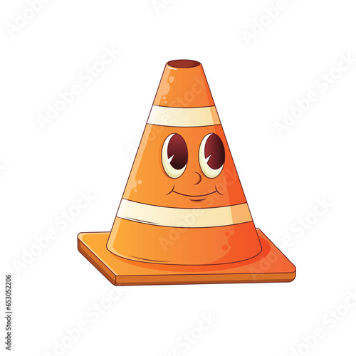 Orange Traffic Cone Playful Retro Sticker
