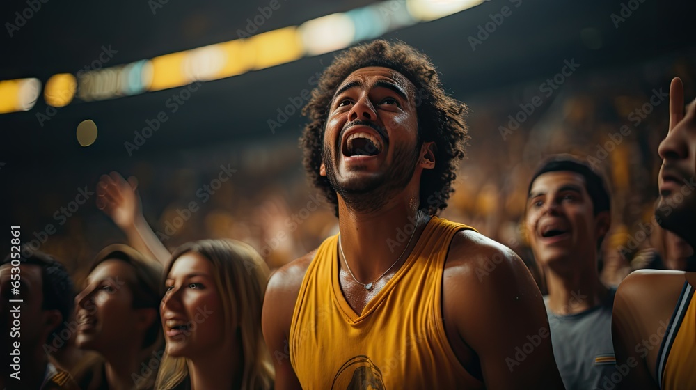 Obraz premium Sports fan shouting in excitement created with ai