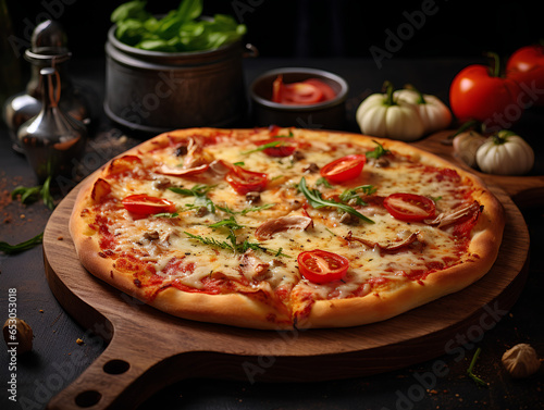 Photo of a delicious, freshly baked pizza