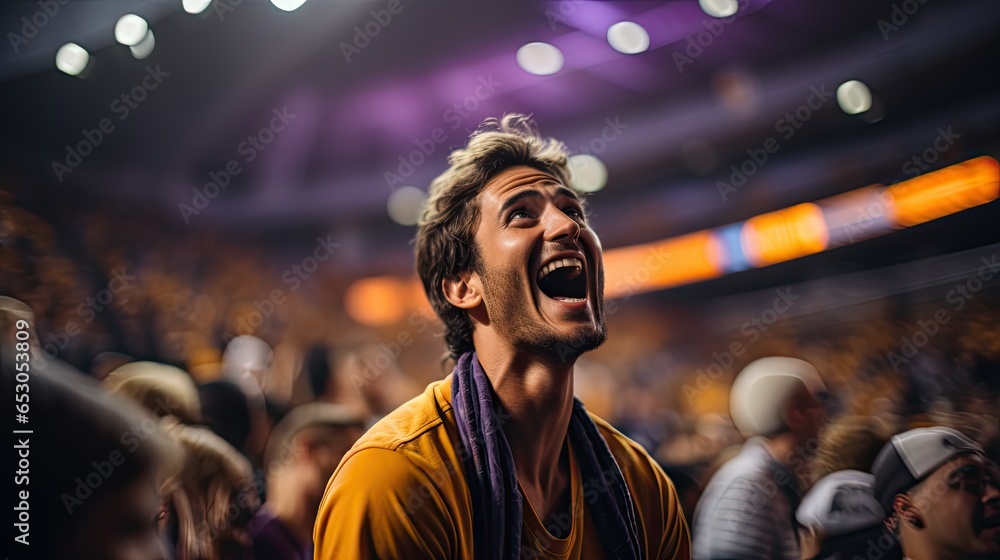 Sports fan shouting in excitement created with ai Sports fan shouting in excitement created with ai